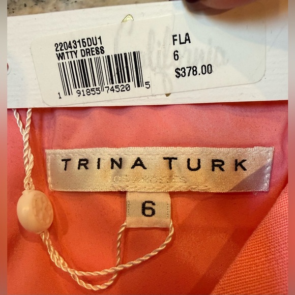 ✨ NWT Trina Turk Pink Puff Sleeve Sheath Dress | Size 6 | $378 Retail ✨.Lined - Picture 2 of 14